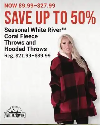 Bass Pro Seasonal white river coral fleece throws and hooded throws offer