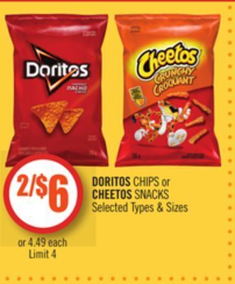 Shoppers Drug Mart Doritos chips or cheetos snacks offer