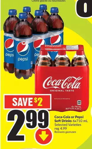 FreshCo Coca-cola or pepsi soft drinks offer