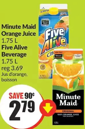 FreshCo Minute maid orange juice | five alive beverage offer
