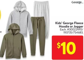 Walmart Kids' george fleece hoodie or jogger offer