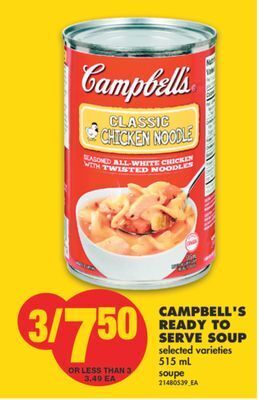 No Frills Campbell's ready to serve soup, 515 ml offer