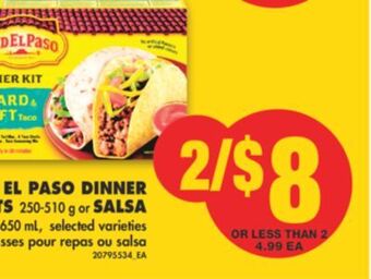 No Frills Old el paso dinner kits, 250-510 g or salsa, 650 ml offer