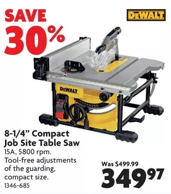 Home Hardware 8-1/4" compact job site table saw offer