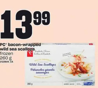 Loblaws Pc bacon-wrapped wild sea scallops offer