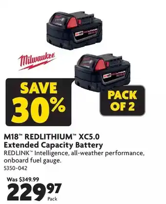 Home Hardware M18 redlithium xc5.0 extended capacity battery offer