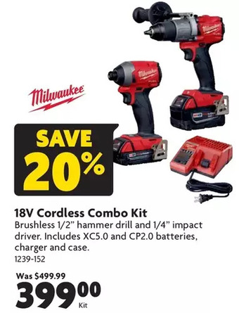 Home Hardware 18v cordless combo kit offer