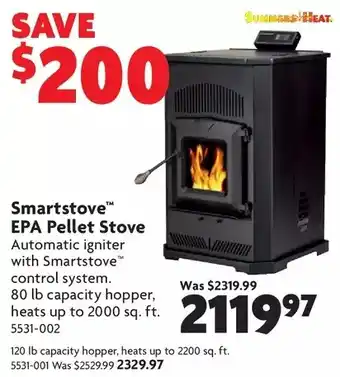 Home Hardware Smartstove epa pellet stove: 80 lb capacity | 120 lb capacity offer