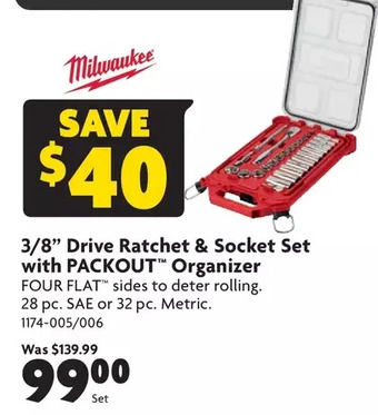 Home Hardware 3/8" drive ratchet & socket set with packout organizer offer