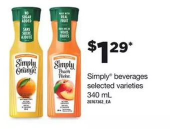 Loblaws Simply beverages offer