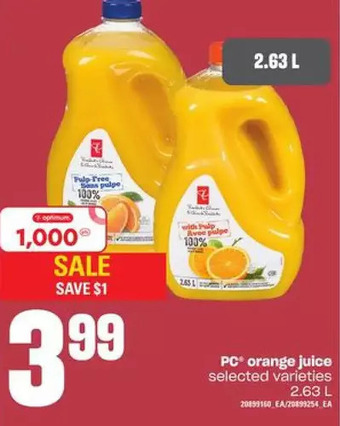 Loblaws Pc orange juice offer