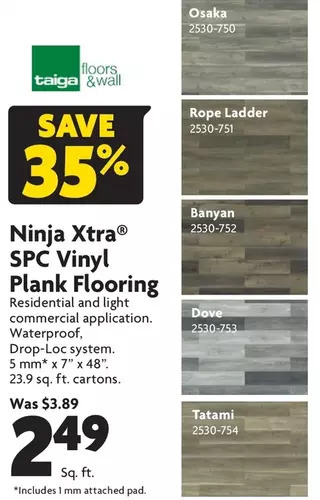 Home Hardware Ninja xtra spc vinyl plank flooring offer