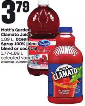 Loblaws Mott's garden clamato juice, ocean spray 100% juice blend or cocktail offer