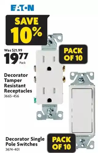 Home Hardware Decorator tamper resistant receptacles | decorator single pole switches offer