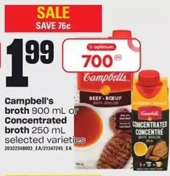 Loblaws Campbell's broth or concentrated broth offer