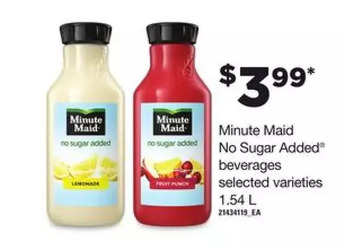 Loblaws Minute maid no sugar added beverages offer