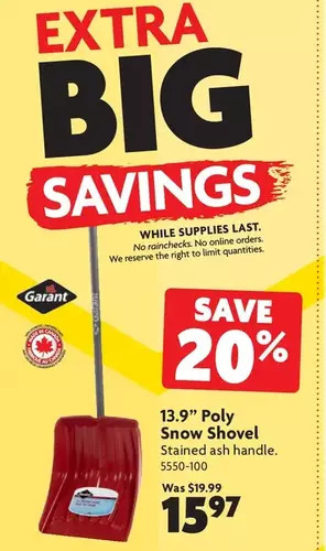 Home Hardware 13.9" poly snow shovel offer