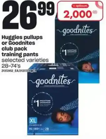 Independent Grocer Huggies pullups or goodnites club pack training pants offer