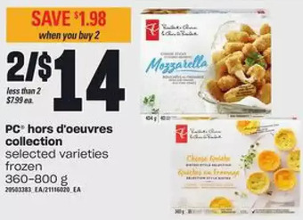 Loblaws Pc hors d'oeuvres collection offer