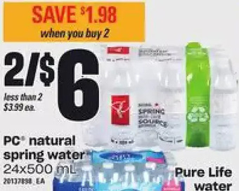 Zehrs Markets Pc natural spring water offer