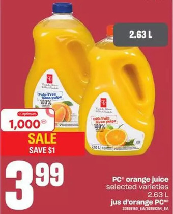 Independent Grocer Pc orange juice offer