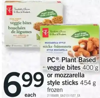 Fortinos Pc plant based veggie bites ro mozzarella style sticks offer