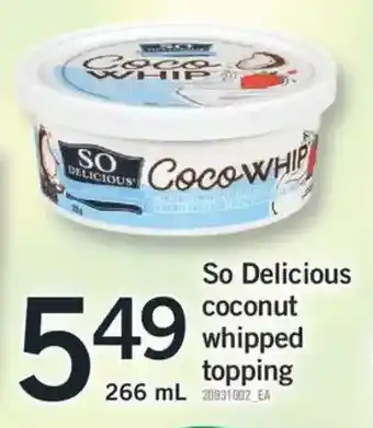 Fortinos So delicious coconut whipped topping offer