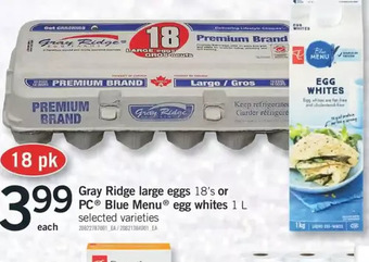Fortinos Gray ridge large eggs or pc blue menu egg whites offer