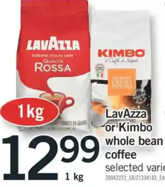 Fortinos Lavazza or kimbo whole bean coffee offer