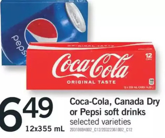 Fortinos Coca-cola, canada dry or pepsi soft drinks offer