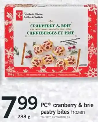 Fortinos Pc cranberry & brie pastry bites offer