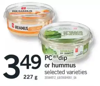 Fortinos Pc dip or hummus offer