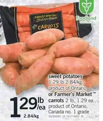 Fortinos Sweet potatoes or farmer's market carrots offer