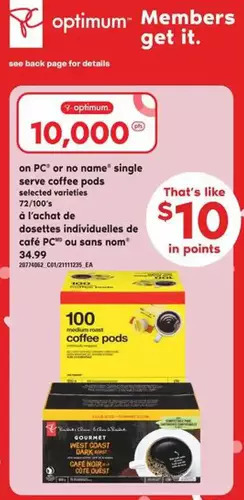 Valu-mart Pc or no name single serve coffee pods offer