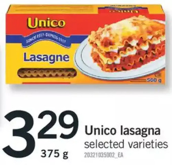 Fortinos Unico lasagna offer