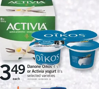 Fortinos Danone oikos or activia yogurt offer
