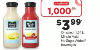 Fortinos Minute maid no sugar added beverages offer