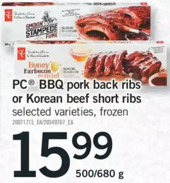 Fortinos Pc bbq pork back ribs or korean beef short ribs offer