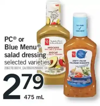 Fortinos Pc or blue menu salad dressing offer
