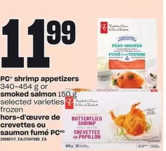 Valu-mart Pc shrimp appetizers or smoked salmon offer