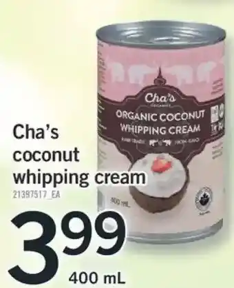 Fortinos Cha's coconut whipping cream offer