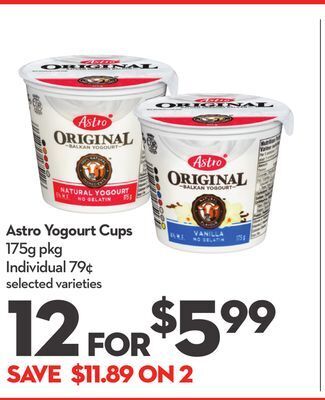 Longo's Astro yogourt cups offer