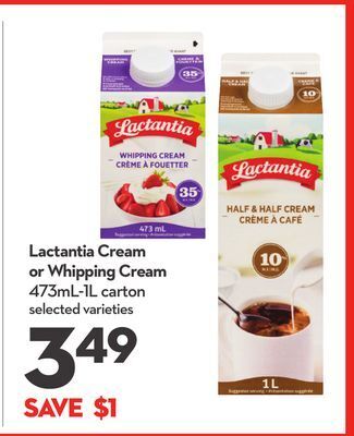 Longo's Lactantia cream or whipping cream offer