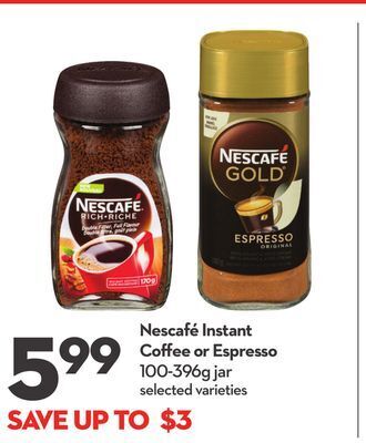 Longo's Nescafé instant coffee or espresso offer
