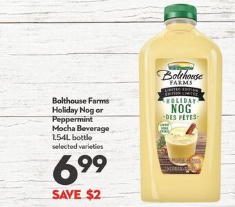 Longo's Bolthouse farms holiday nog or peppermint mocha beverage offer