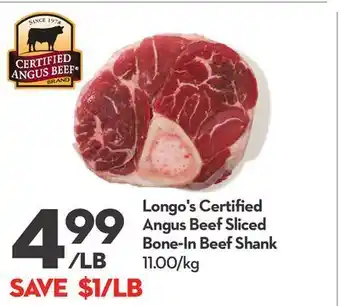 Longo's Longo's certifi ed angus beef sliced bone-in beef shank offer
