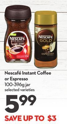 Longo's Nescafé instant coffee or espresso offer