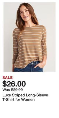 Old Navy Luxe striped long-sleeve t-shirt for women offer