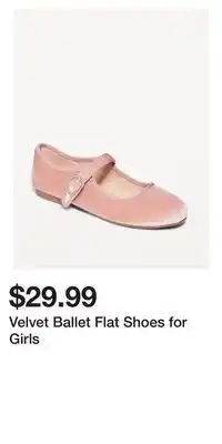 Old Navy Velvet ballet flat shoes for girls offer