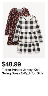 Old Navy Tiered printed jersey-knit swing dress 2-pack for girls offer